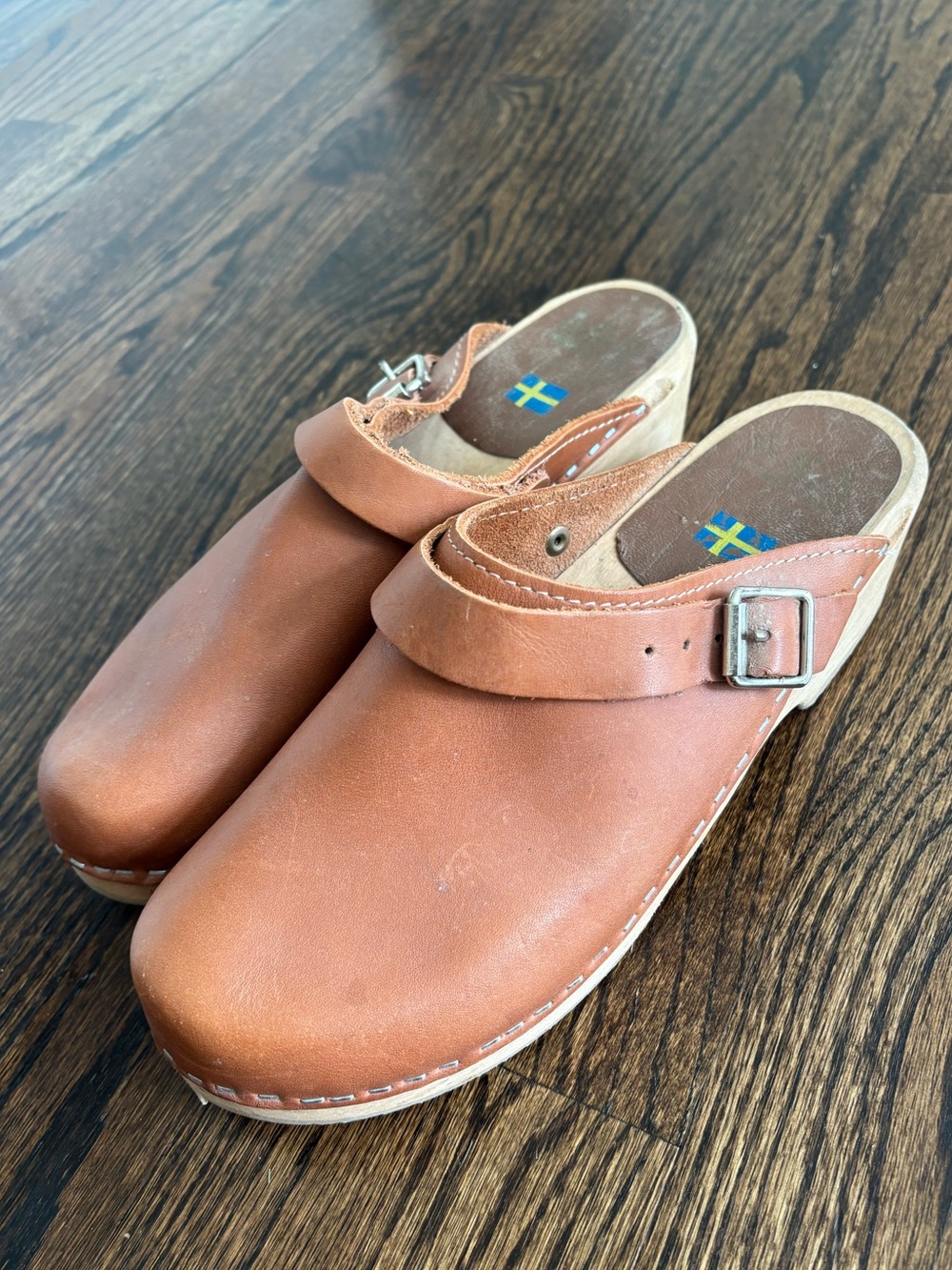 Mia Alma Swedish Leather Clogs Mule in Cognac Brown Women’s Slip-On size 39